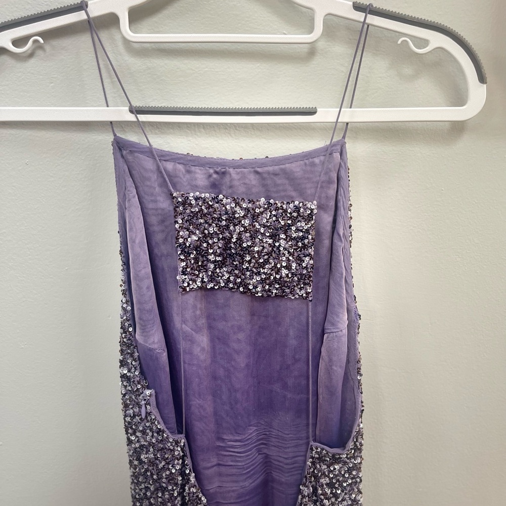 Vera Wang Lavender Sequin Gown - Spaghetti Strap